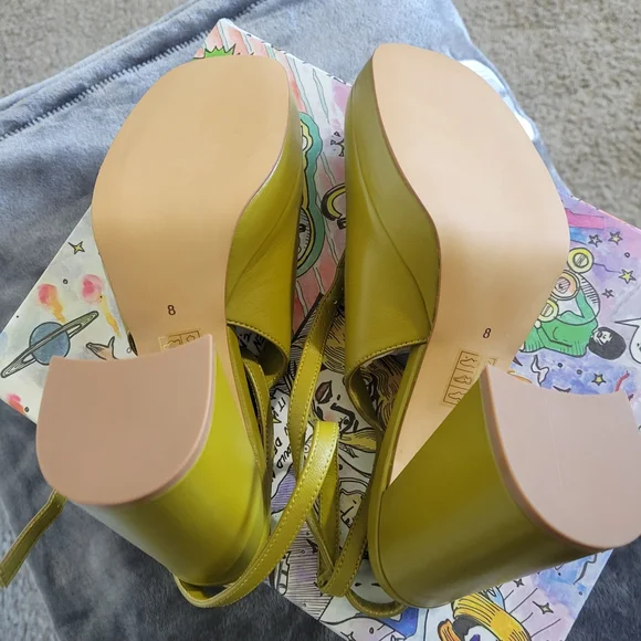 Jeffrey Campbell Olive Green Platform Ankle-Strap Heels - Picture 5 of 8